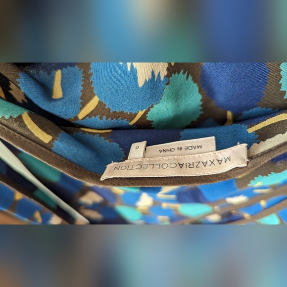 BCBG MAX AZRIA Dress size 0 Halter Silk Abstract Print Blue Turquoise Brown Y2K - Picture 7 of 7